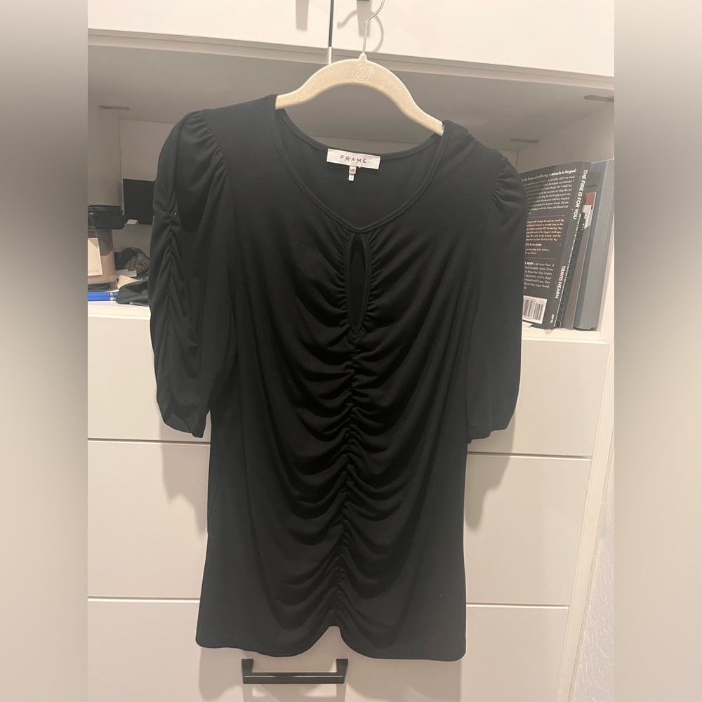 frame Black Ruched Women's Top, size L